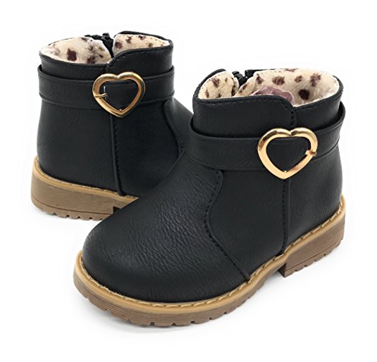 EASY21 Girls Zip Mid Calf Motorcycle Toddler/Infant Winter Boots