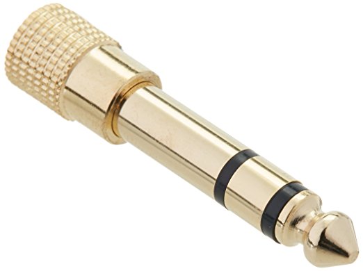 Monoprice 107169 6.35-mm Stereo Plug to 3.5mm Stereo Jack Adaptor, Gold Plated