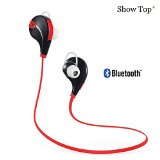 ShowTop Wireless Bluetooth Headphones Noise Cancelling Headphones  Microphone  Exercise  Sports  Running  Gym  Sweatproof  Universal Bluetooth Headset Earphones for Iphone 6s 6 Plus 6652925 5c 5s 4 and Android Blackred