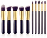 BS-MALLTM Premium Synthetic Kabuki Makeup Brush Set Cosmetics Foundation Blending Blush Eyeliner Face Powder Brush Makeup Brush Kit 10pcs Golden Black