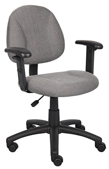 Boss Office Products B316-GY Perfect Posture Delux Fabric Task Chair with Adjustable Arms in Grey