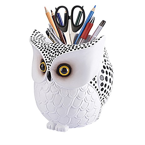 Owl Pen Holder,LYASI Owl Pen Pencil Container Carving Brush Pot Brush Holder Desk Organizer Decoration,Luxury Gift and Exquisite Handicraft