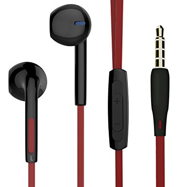 TOBETB Wired Sports Earbuds In Ear Headphones for iPhone Android Laptop Black & Red