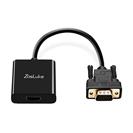 ZasLuke HDMI to VGA Active Adapter, HDMI Female to VGA Male Converter with 3.5mm Audio Jack and Micro USB Power Cable for TV Stick, Xbox 360, PS4 and More