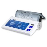 MeasuPro BPM-80A Digital Arm Blood Pressure Monitor with Heart Rate Detection Hypertension Color Alert Display Two User Modes IHB Indicator and Memory Recall