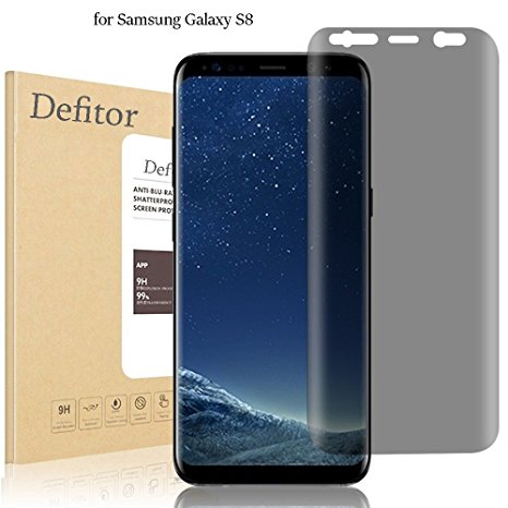 Defitor Galaxy S8 Screen Protector,[Scratch-resistant][9H Hardness][Bubble-Free][Anti-Spy] Tempered Glass Screen Protector for Samsung Galaxy S8