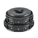 OuterEQ 8pcs Lightweight Outdoor Camping Hiking Cookware Backpacking Cooking Picnic Bowl Pot Pan Set