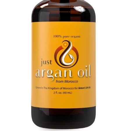 Just Argan Oil - Nature's Pure Organic Moroccan Moisturizer For Her Hair Skin Face Nails and Body Health (2oz)