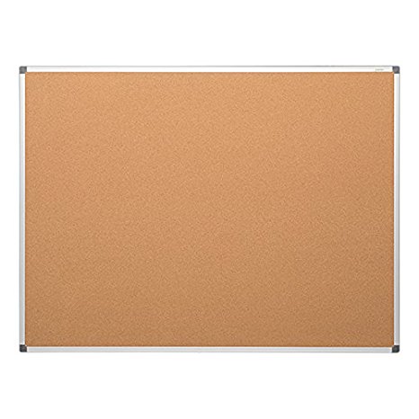 Learniture LNT-127-2436-SO Natural Cork Board w/ Aluminum Frame, Brown
