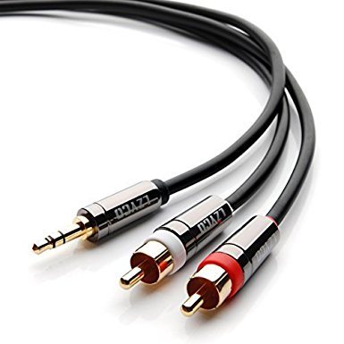 LZYCO 15FT - 3.5mm Male to 2xRCA Male Stereo Audio Adapter cables-Step Down Design  Velcro Cable Ties