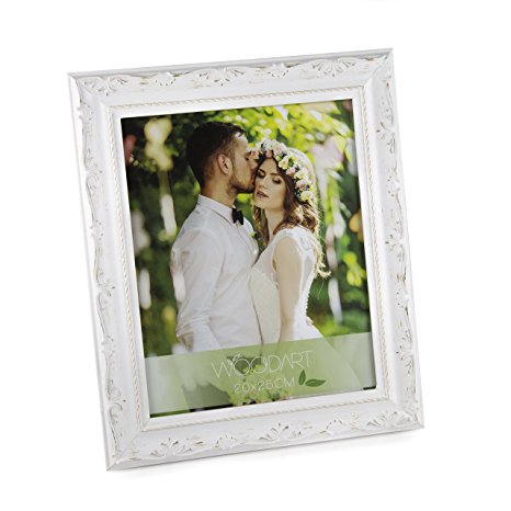 WoodArt Wooden Picture Frame (8x10", White W/ Flowers)