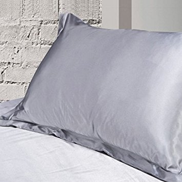 everso Pair of 100% Satin Silk Pillowcases for Hair and Skin Pillow Cover Case 84x54cm Grey