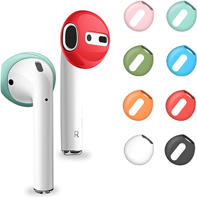 [8 Pairs] Newest Upgraded Ultra-Thin Airpods 2&1 Earbuds Covers,Sport Anti-Slip Soft Silicone AirPod1&2/EarPods Ear Tips Cover for Airpods Accessories Compatible with Charging Case ( 8 Colors Mixed )