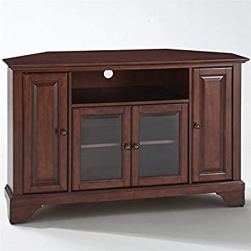 Pemberly Row 48" Corner TV Stand in Vintage Mahogany