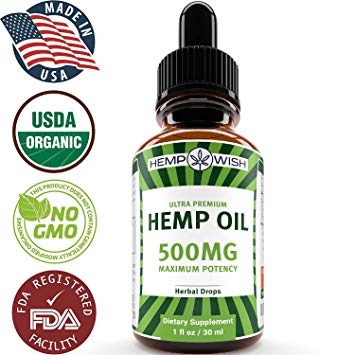Hemp Oil Extract - Pain, Anxiety & Stress Relief - 500mg of Natural Full Spectrum Hemp Extract - Grown & Made in USA - Advanced Formula - Anti-Inflammatory & Joint Support - Rich in Omega 3, 6 & 9