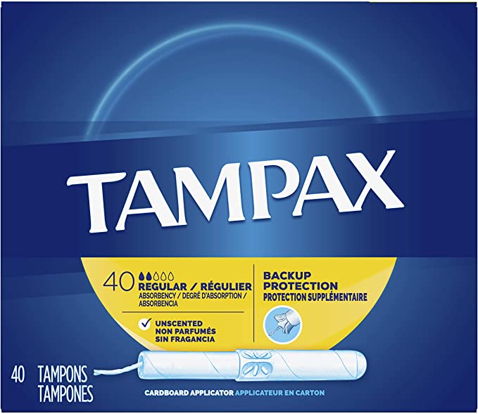 Tampax Cardboard Applicator Tampons, Regular, Unscented, 40 Count