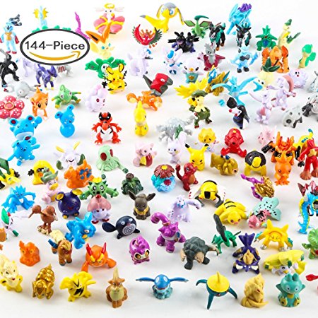 Pokemon Miniature Action Figures, 144-Piece, Mini Cute Pokemon, 2-3cm (144 Piece, All)