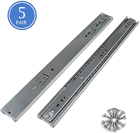 18" Soft Close Ball Bearing Drawer Slides - (Also 12" to 22" Lengths) - 100 lb.Capacity - Side Mount with Mounting Screws, 3 Fold Full Extension Ball Bearing Drawer Rails