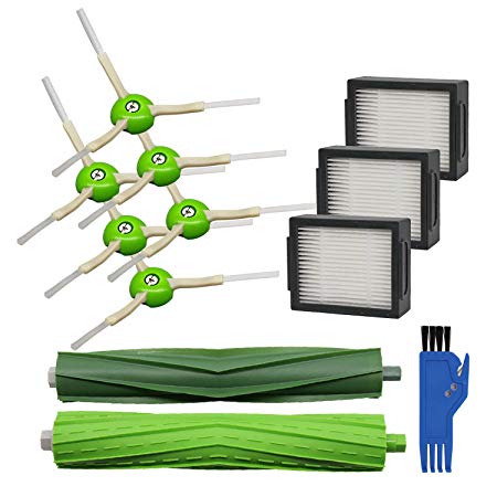 Mochenli Replacement Parts for iRobot Roomba i7 i7 /i7 Plus E5 E6 Vacuum Cleaner Accessories Pack of 1 Set of Multi-Surface Rubber Brushes  3 HEPA Filters  6 Edge-Sweeping Brushes.