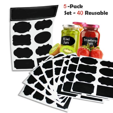 ZMZ Super Chalks Premium Chalkboard Labels - Fantastic For Labeling Jars - 40 Pack