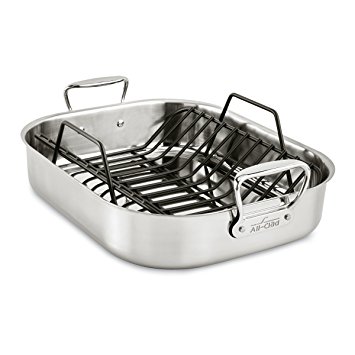 All-Clad Stainless Steel Large 16 x 13 Inch Roaster with Rack