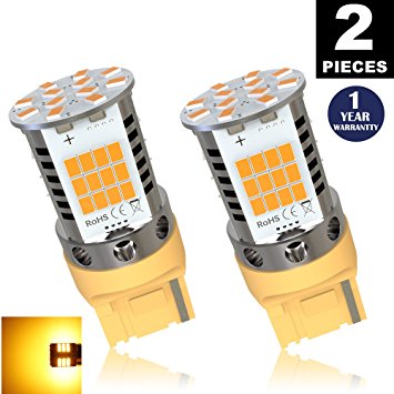 LUYED 2 X Extremely Bright Error Free 3020 60-EX Chipsets 7440 7441 T20 LED Bulbs LED Bulbs Used for Turn Signal Lights,Amber Yellow(Only Can Used For Turn Signal Lights)