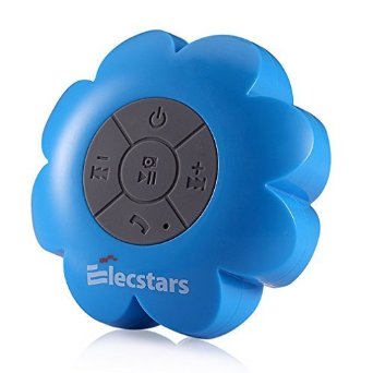 Waterproof SpeakerElecstars HD Water Resistant Bluetooth Shower Speaker with Wireless Handsfree Portable Speakerphone with Built-in MicStrong Suction Cup Blue