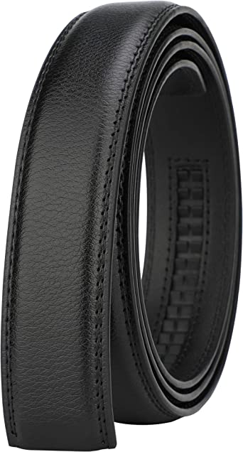 Men's Leather Ratchet Dress Belt with Automatic Buckle