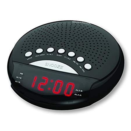 SuperSonic Digital AM/FM Radio Alarm Clock, Black