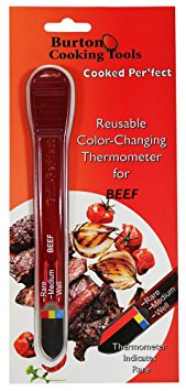 Burton Cooked-Perfect Reusable Color-Changing Meat Thermometer for Beef