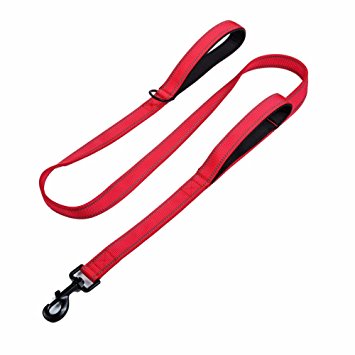 Bolux 3M Reflective Dog Leash 5ft Long with Traffic Padded Handle, Heavy Duty, Double Handle Lead for Greater Control Safety Training, Perfect for Large or Medium Dog, Dual Handles