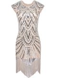 PrettyGuide Women 1920s Gastby Diamond Sequined Embellished Fringed Flapper Dress