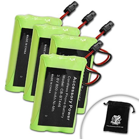 4-Pack Battery for BP-446 , BP446 / BT-446 , BT446 / BT-461 , BT461 / BT-909 , BT909   Select Uniden , Radio Shack , Southwestern Bell & Sony Cordless Phones - Includes Accessory Bag