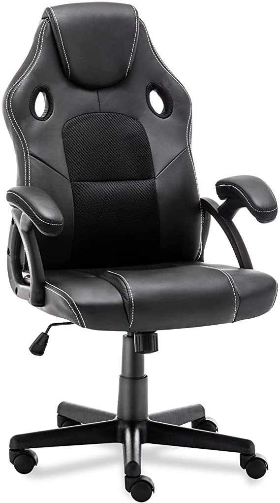 Gaming Chair Office Chair Ergonomic Computer Chairs - Adjustable Swivel Multifunctional Desk Chair with Padded Armrests Video Game Chair (Black)