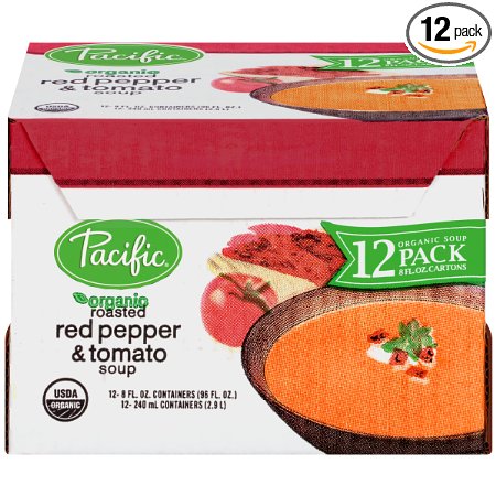 Pacific Foods Organic Roasted Red Pepper and Tomato Soup, 8 Ounce Cartons, 12-Pack