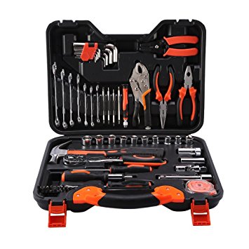 ICOCO Precision Tool Kit for Auto Repair Home Maintenance with Plastic Toolbox Storage Case,55-Piece