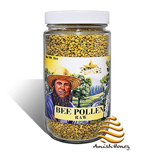 Goshen Honey Amish Extremely Raw BEE POLLEN Whole Granules Bee Bread - 100% Pure Natural Organic Health Benefits - OU Kosher Certified Unfiltered | 8 Oz Glass Jar