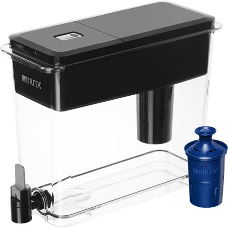 Brita Extra Large UltraMax Water Dispenser with 1 Longlast Filter - BPA Free -Jet Black - 18 Cup