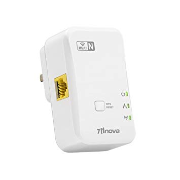 7INOVA N300 WiFi Range Extender/Repeater/Booster with Ethernet Port-Home Internet Wall Plug
