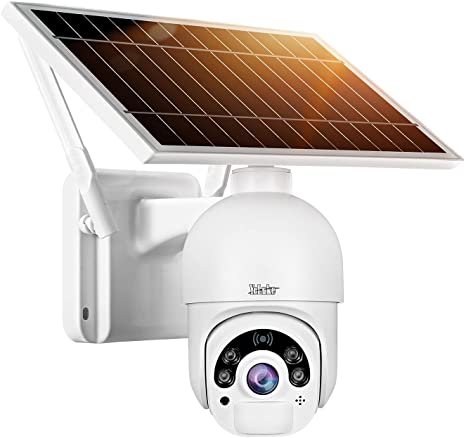 Solar Powered WiFi Outdoor Camera Floodlight Pan Tilt HD 1080P 100% Wire-Free Rechargeable Solar Panel Security Surveillance Camera Support PIR Motion Detection