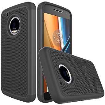 Moto G5 Plus Case, Asmart [Drop Protection] Shockproof Rubber Bumper Plastic Shell Hybrid Dual Layer Armor Defender Phone Case for Motorola Moto G Plus (5th Generation) (Black)