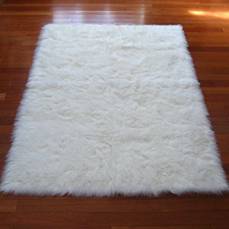 Softest French White Sheepskin Faux Fur Shag Rug Feels & Looks Real, Without Animal Cruelty. Perfect for Photographers Designers & Your Bedroom Living Room or Nursery | Made in France 2x4 (27"x43")