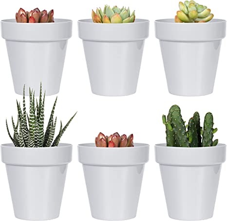 Youngever 10 Pack 3 Inch Mini Plastic Planters Indoor Flower Plant Pots, Grey Gardening Pot with Drainage for All House Plants, Flowers, Herbs, Succulents, NO Plant Included (Classic)
