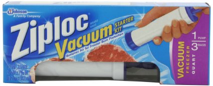 Ziploc Vacuum Starter Kit 3-Quart Bags 1-Pump