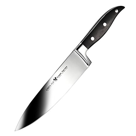 Chef's Knife - COZILIFE Eagle Series 8" Chef Knife, Mirror Poilished, Forged Blade, Full Tang, German Steel, Pakka Wood Handle.