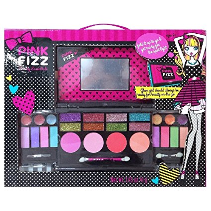 Pink Fizz Girls All-In-One Deluxe Makeup Palette With Mirror - Kids Pretend Make Up - Non Toxic and Washable