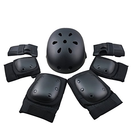 7Pcs Adult Sports Safety Protective Gear Set, RuiyiF Elbow Pad Knee Support Wrist Guard and Helmet for Adult Skateboard Skating Blading Cycling Riding