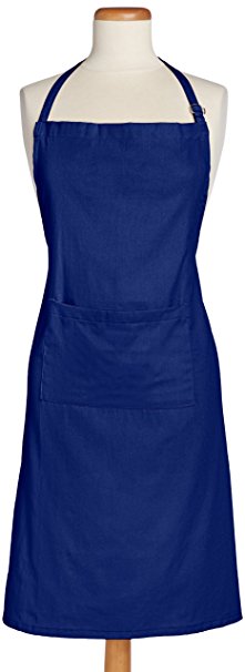 DII Cotton Adjustable Kitchen Chef Apron with Pocket and Extra Long Ties, 32 x 28", Commercial Men & Women Bib Apron for Cooking, Baking, Crafting, Gardening, BBQ-Nautical Blue