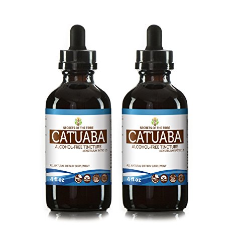 Catuaba Tincture Alcohol-FREE Liquid Extract, Organic Catuaba (Trichilia catigua, Erythroxylum vacciniifolium) Dried Bark (2x4 FL OZ)