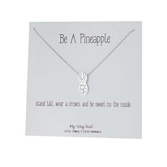 My Very Best Dainty Pineapple Necklace "Be A Pineapple_stand tall. wear a crown, and be sweet on the inside."